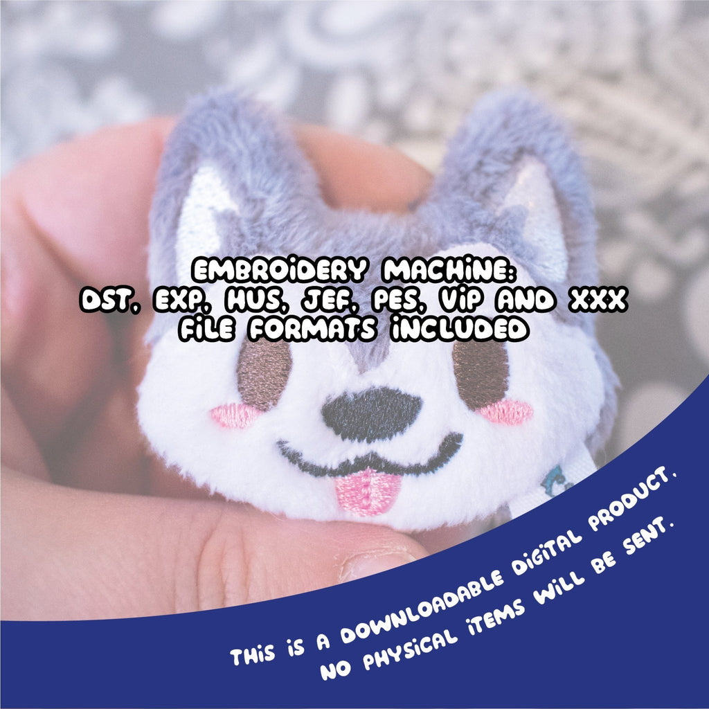 ITH Husky Puppy Head Charm Pattern - Dragons' Garden - Pattern 4x4