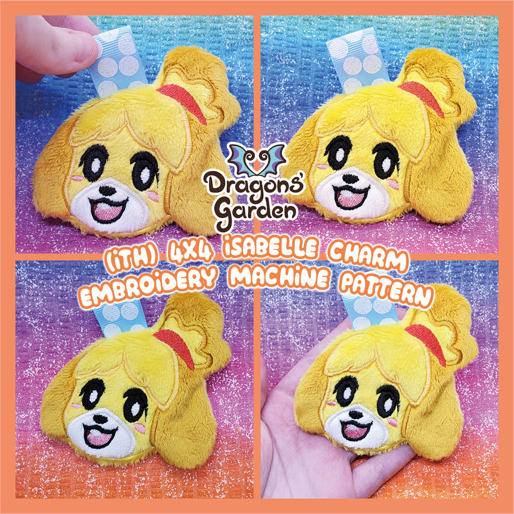 ITH Isabelle Dog Animal Crossing Keychain Charm Embroidery Pattern - Dragons' Garden - Pattern 4x4