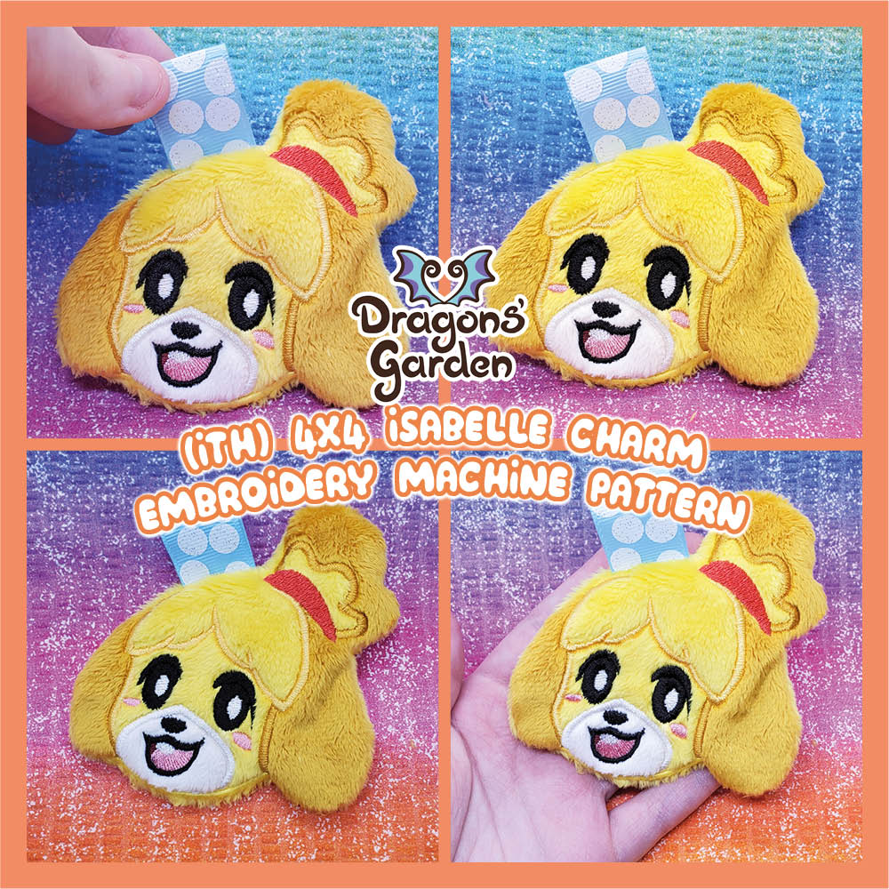 ITH Isabelle Dog Animal Crossing Keychain Charm Embroidery Pattern - Dragons' Garden - Pattern 4x4