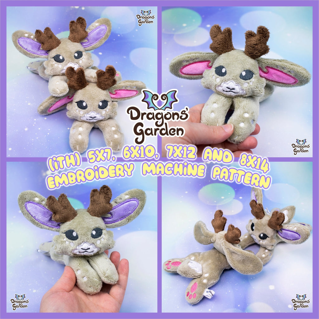 ITH Jackalope Plushie Embroidery Pattern - Dragons' Garden - Pattern 5x7