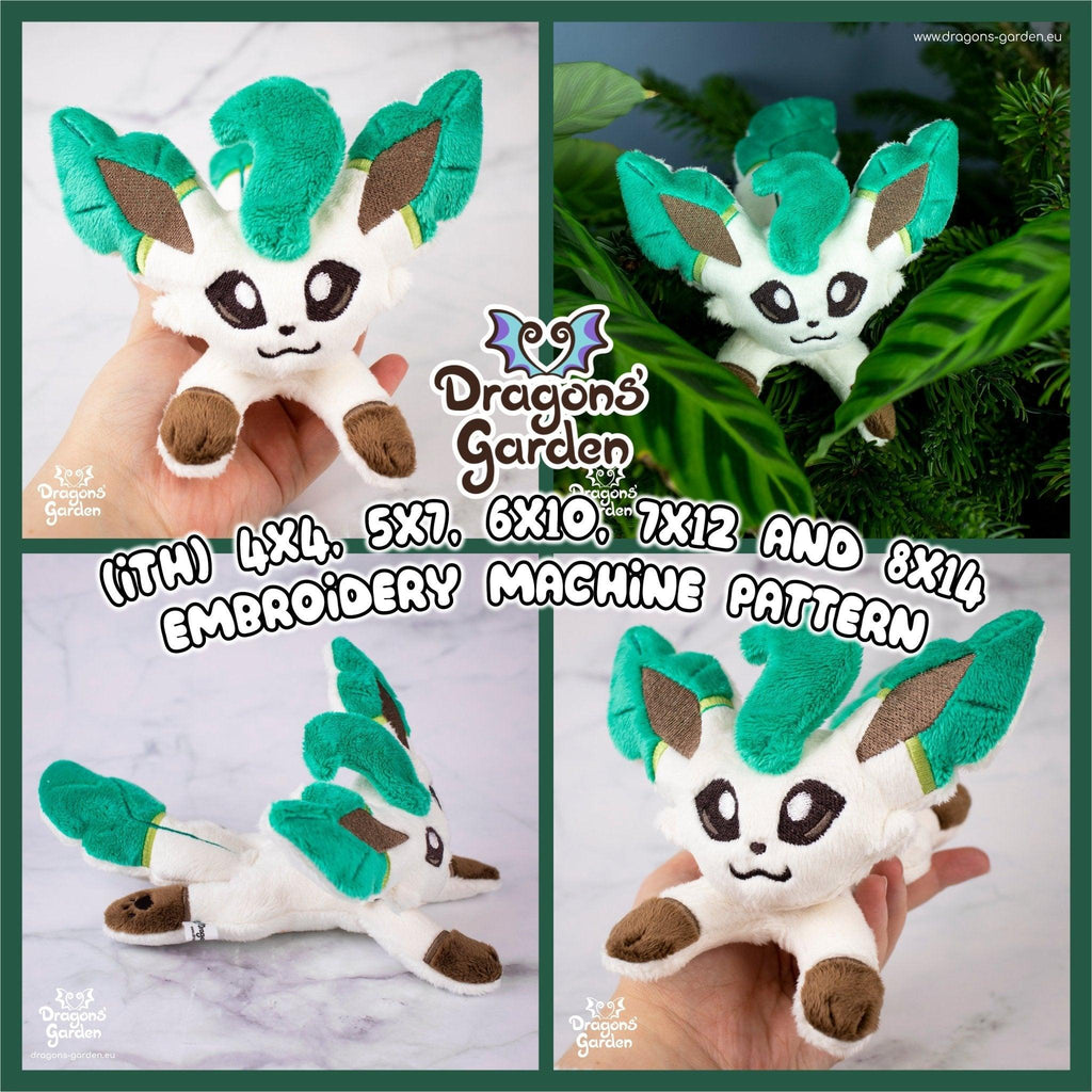 ITH Leafeon Plush Embroidery Pattern Eeveelutions - Dragons' Garden - Pattern 4x4