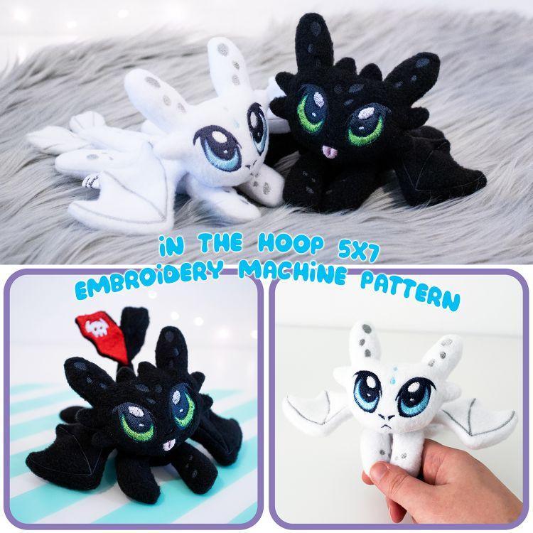 ITH Light & Night Fury Plush Embroidery Pattern - Dragons' Garden - Pattern 4x4