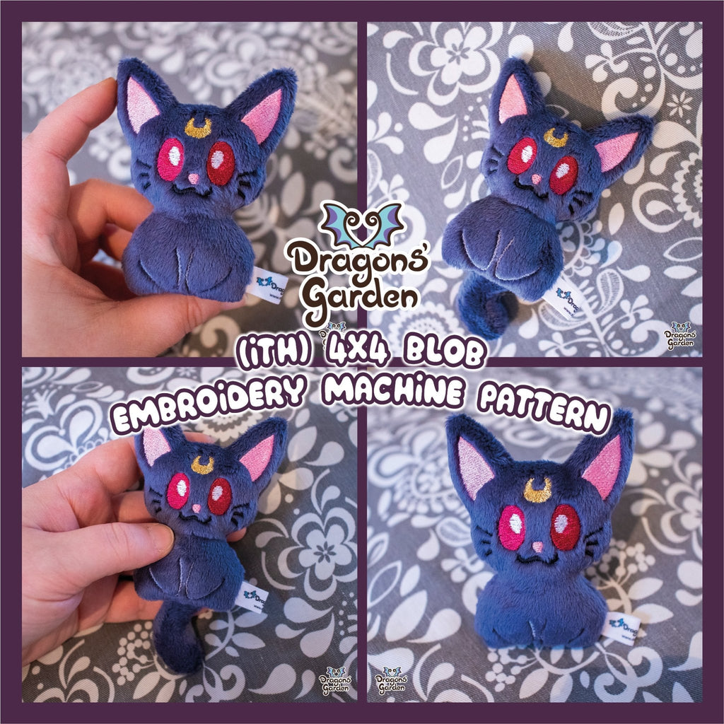 ITH Moon Kitty Blob Plushie Pattern - Dragons' Garden - Pattern 4x4