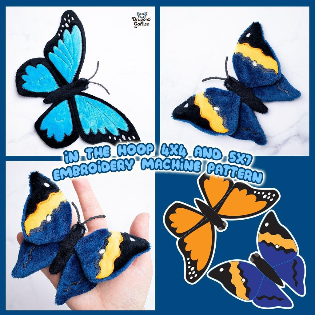 ITH Oakleaf & Monarch Butterfly Plushies Embroidery Pattern - Dragons' Garden - Pattern 4x4