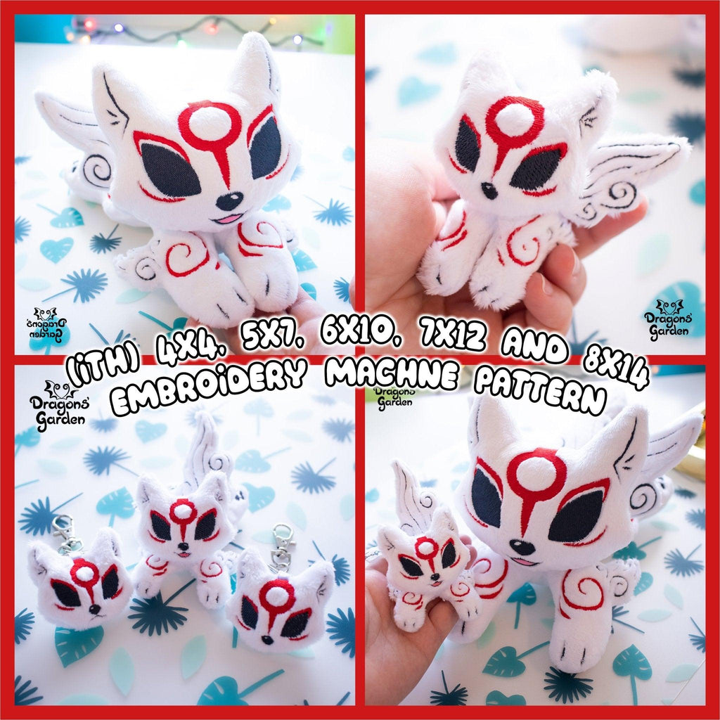 ITH Okami Amaterasu Plush Embroidery Pattern - Dragons' Garden - Pattern 4x4