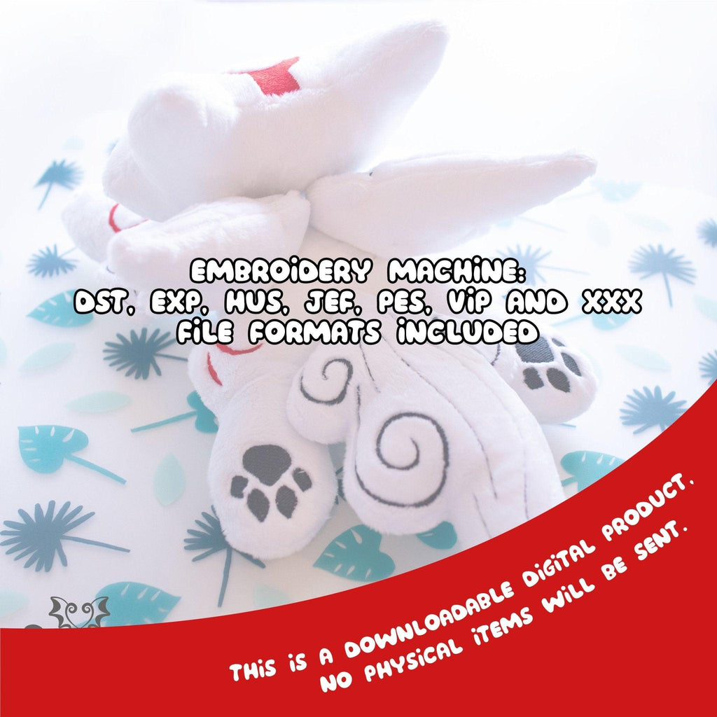 ITH Okami Amaterasu Plush Embroidery Pattern - Dragons' Garden - Pattern 4x4