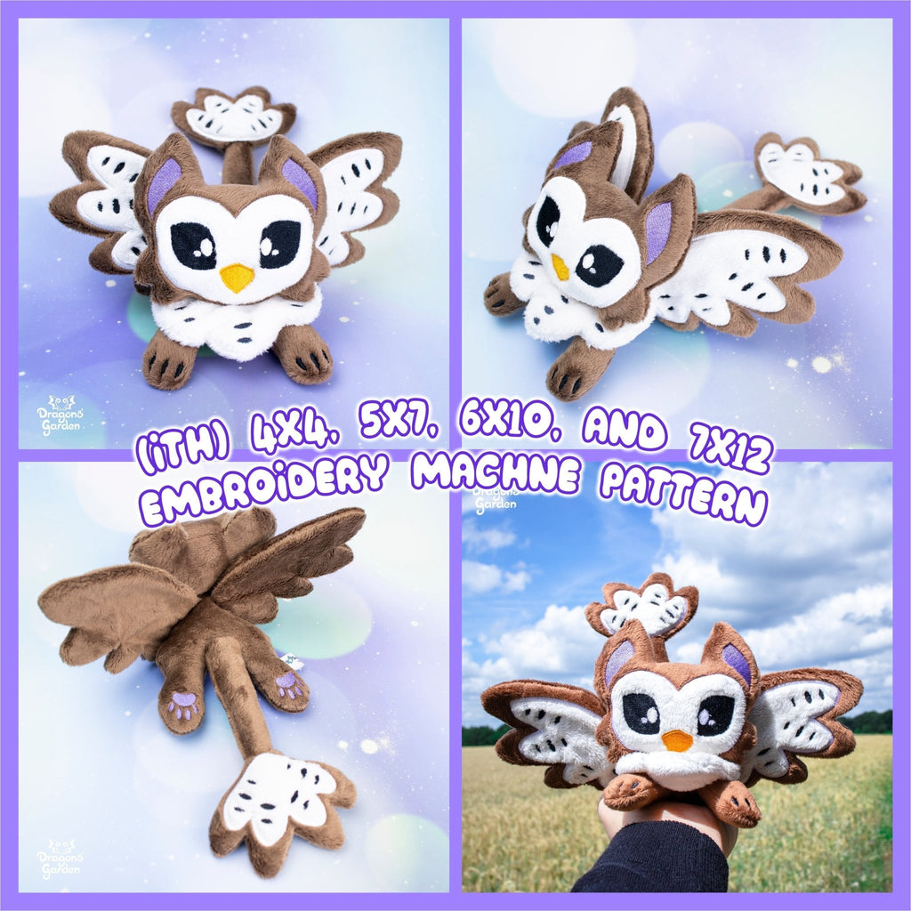 ITH Owl Griffin Plush Embroidery Pattern - Dragons' Garden - Pattern 4x4