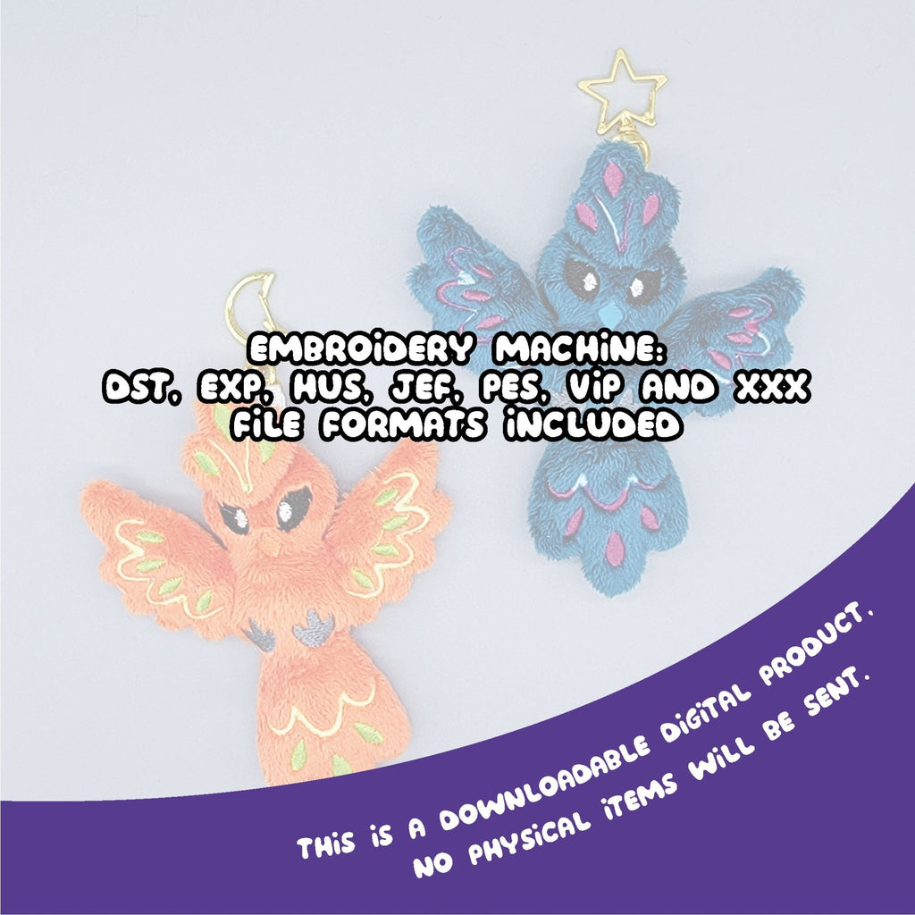 ITH Phoenix Charm Pattern - Dragons' Garden - Pattern 4x4