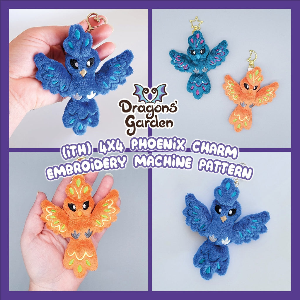 ITH Phoenix Charm Pattern - Dragons' Garden - Pattern 4x4