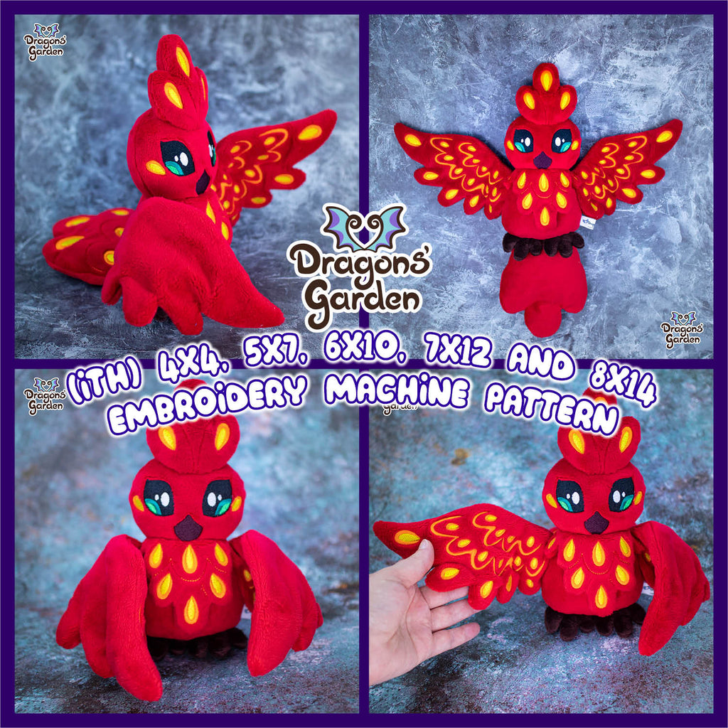 ITH Phoenix Plush Embroidery Pattern - Dragons' Garden - Pattern 4x4