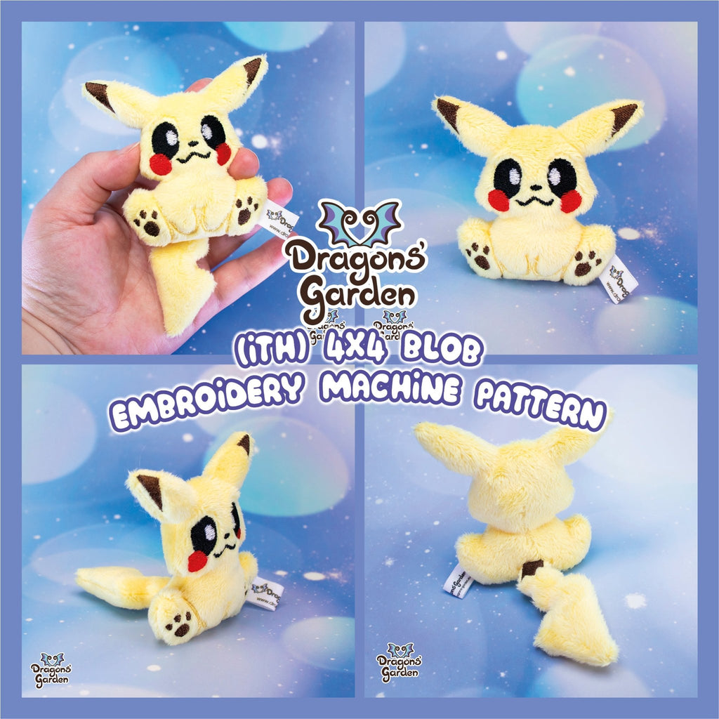 ITH Pikachu Blob Plushie Pattern - Dragons' Garden - Pattern 4x4