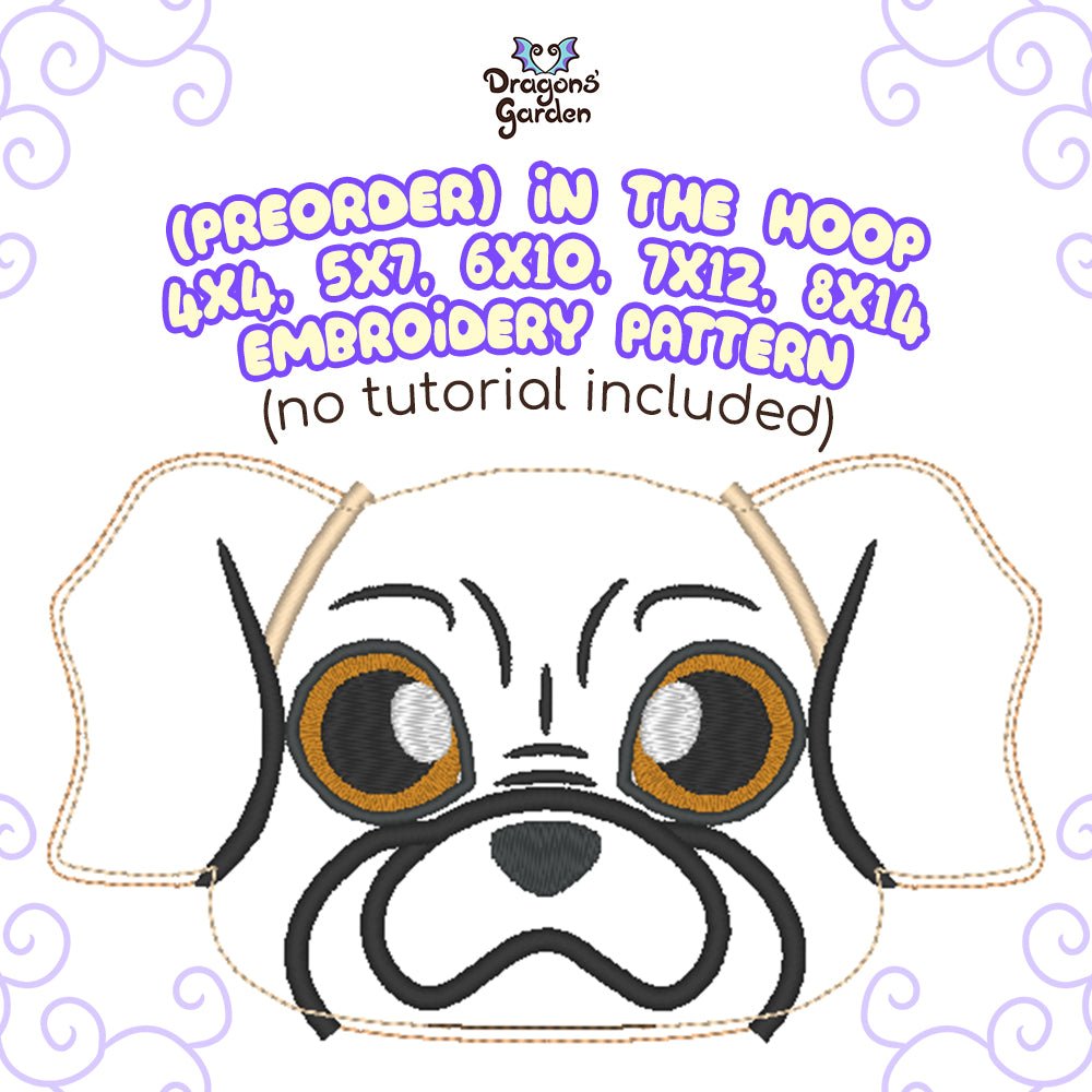 ITH Pug Plushie Pattern (Without tutorial) - Dragons' Garden - Pattern 4x4