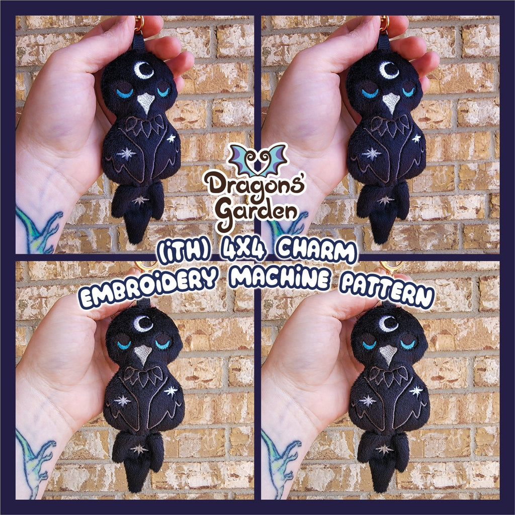 ITH Raven Charm Pattern - Dragons' Garden - Pattern 4x4