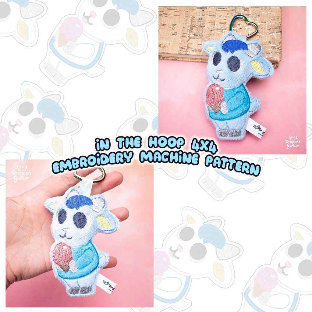 ITH Sherb Animal Crossing Keychain Charm Embroidery Pattern - Dragons' Garden - Pattern 4x4