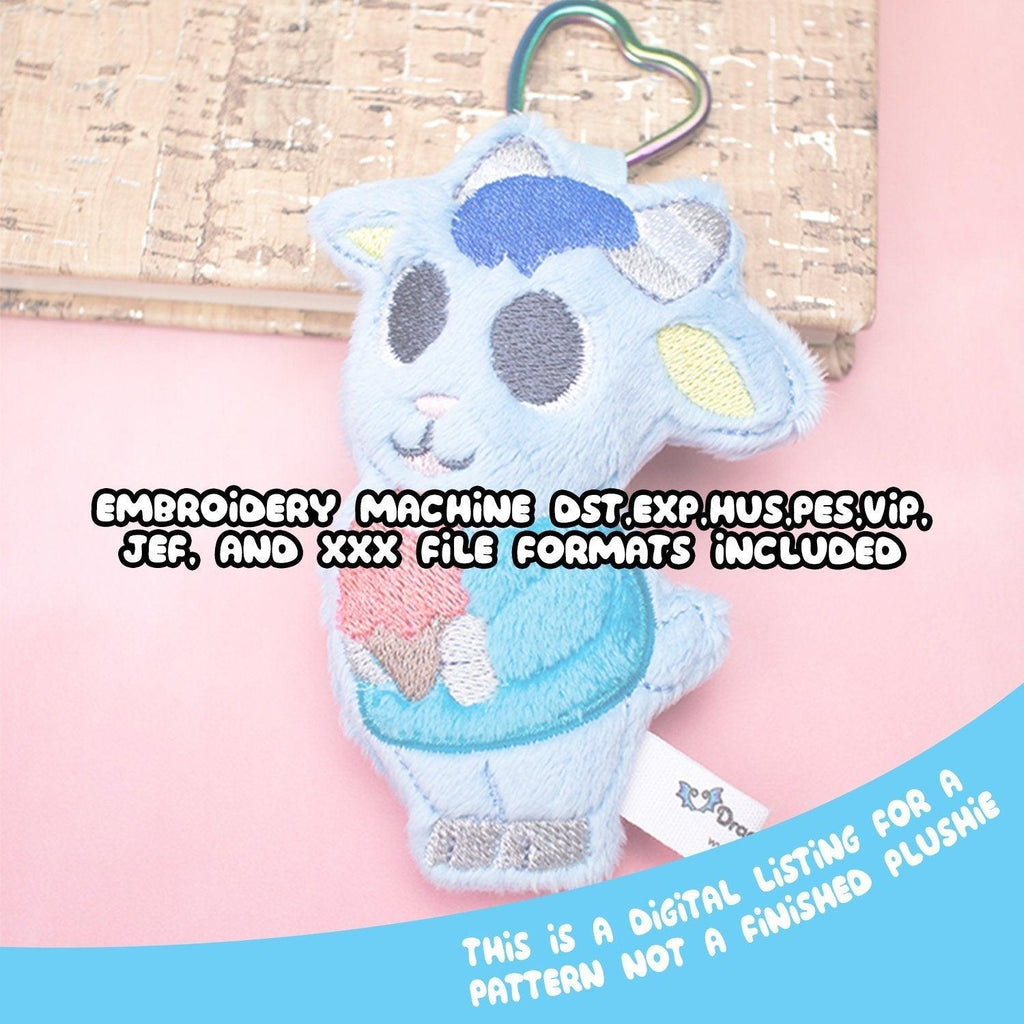 ITH Sherb Animal Crossing Keychain Charm Embroidery Pattern - Dragons' Garden - Pattern 4x4