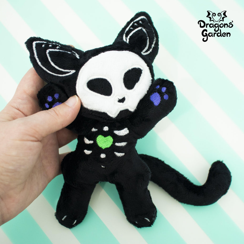 ITH Skeleton Cat Plushie Embroidery Pattern - Dragons' Garden - Pattern 4x4