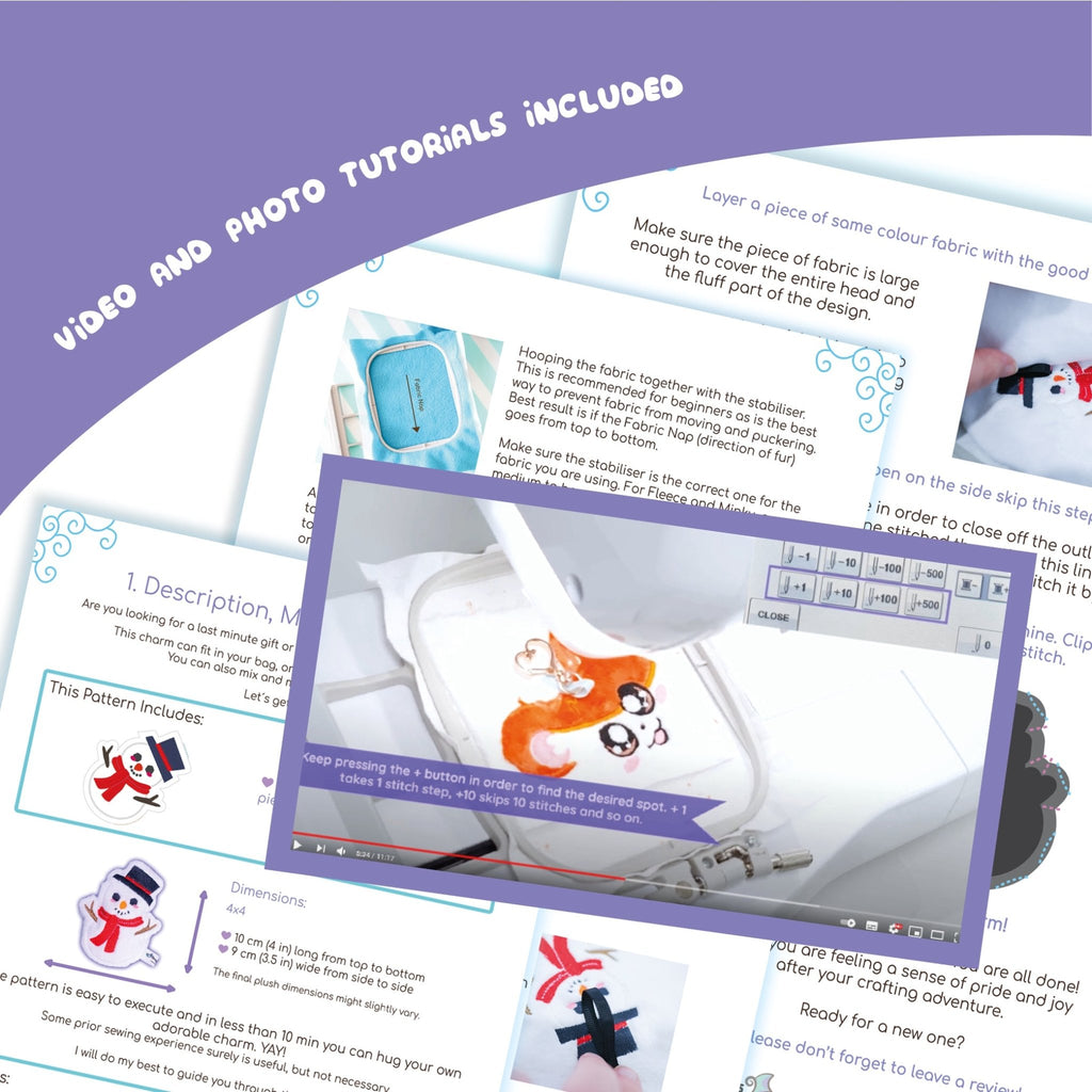 ITH Snowman Charm Plushie Pattern - Dragons' Garden - Pattern 4x4