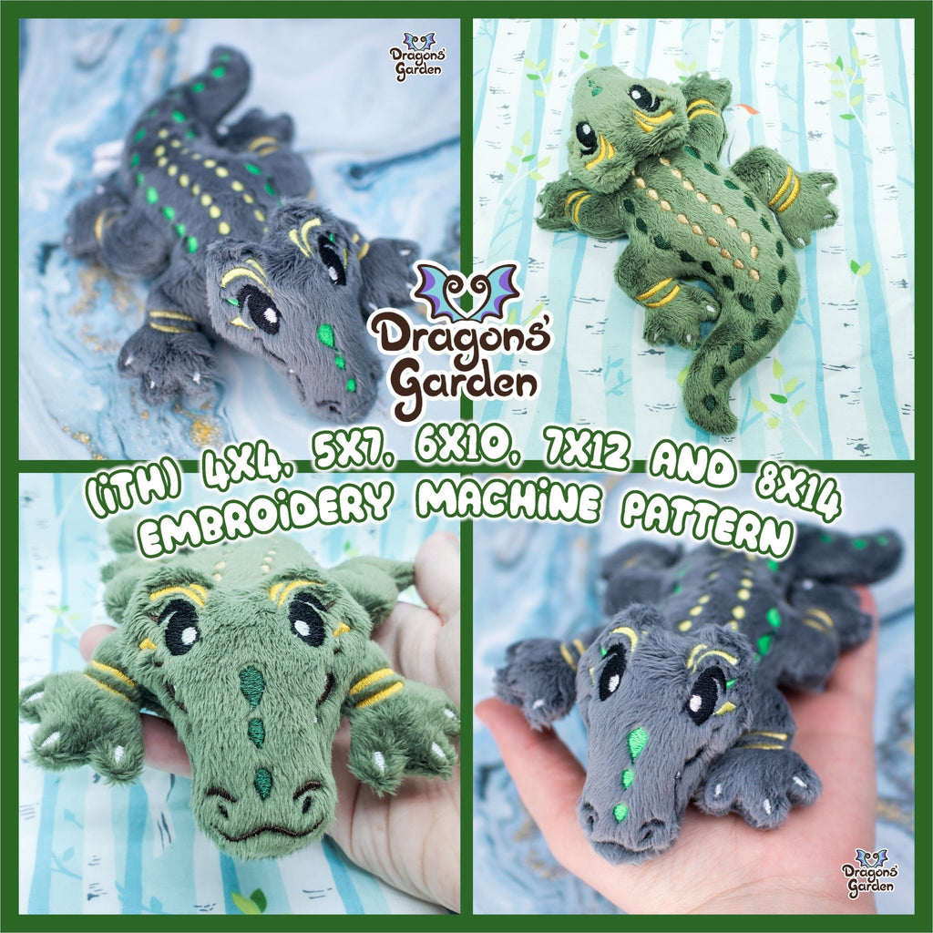 ITH Sobek Egyptian Crocodile Plush Embroidery Pattern - Dragons' Garden - Pattern 4x4