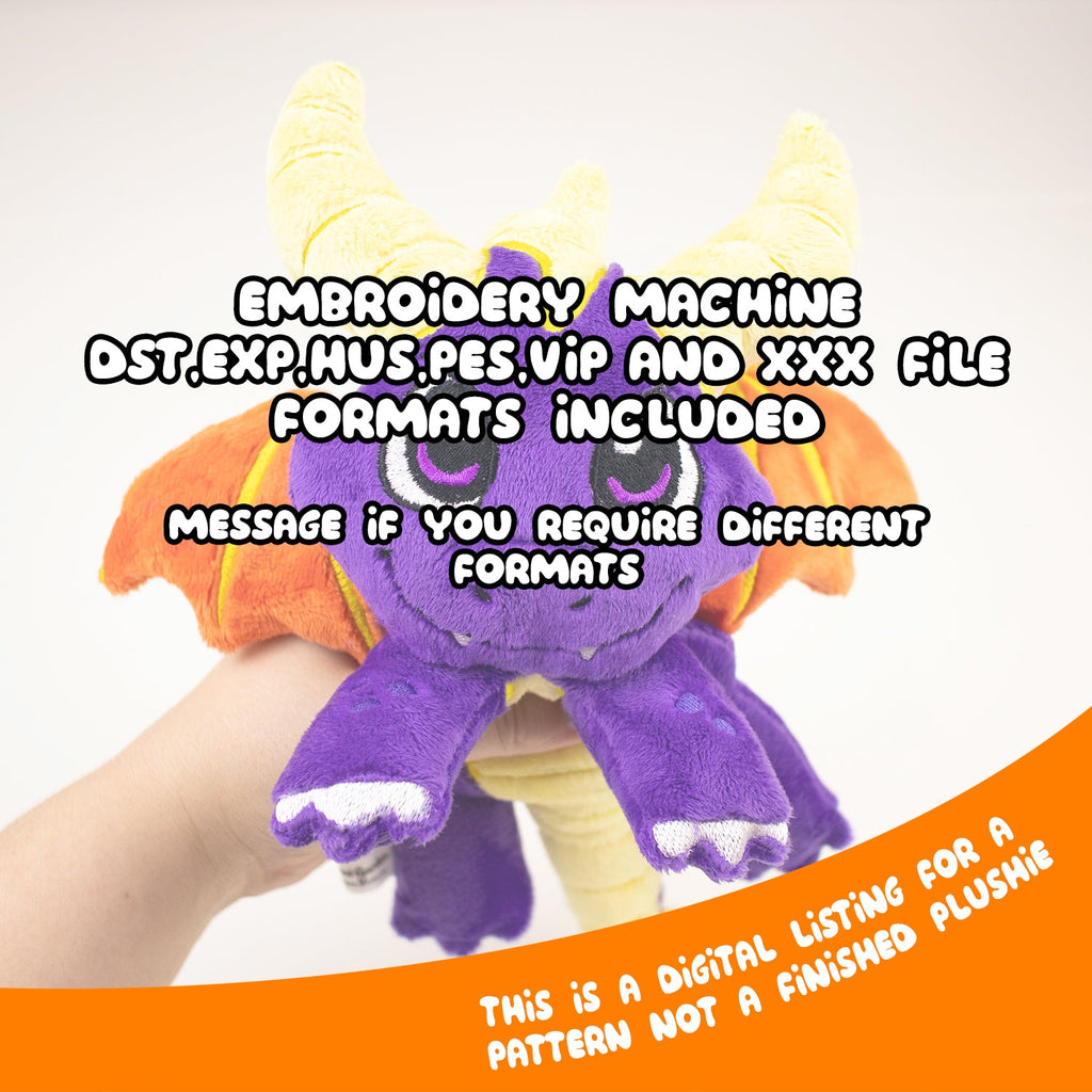 ITH Spyro the Dragon Plushie Pattern | Double sided - Dragons' Garden - Pattern 5x7
