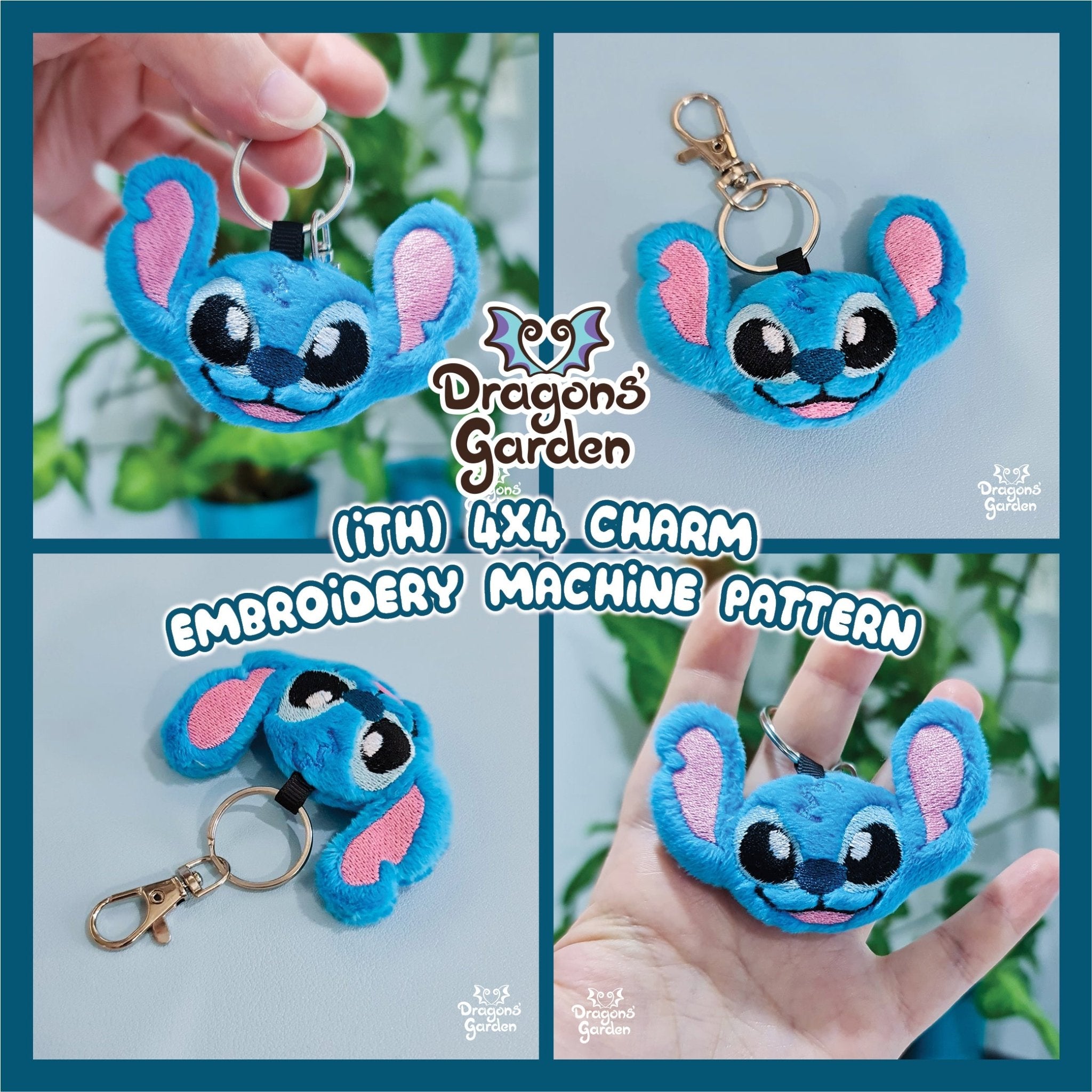 ITH Stitch Blue Alien Head Charm