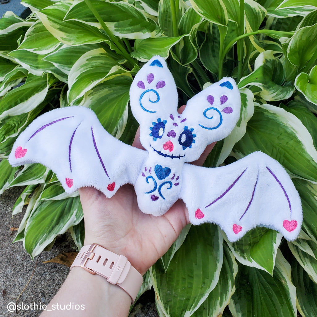 ITH Sugar Skull Bat Plushie Embroidery Pattern - Dragons' Garden - Pattern 5x7