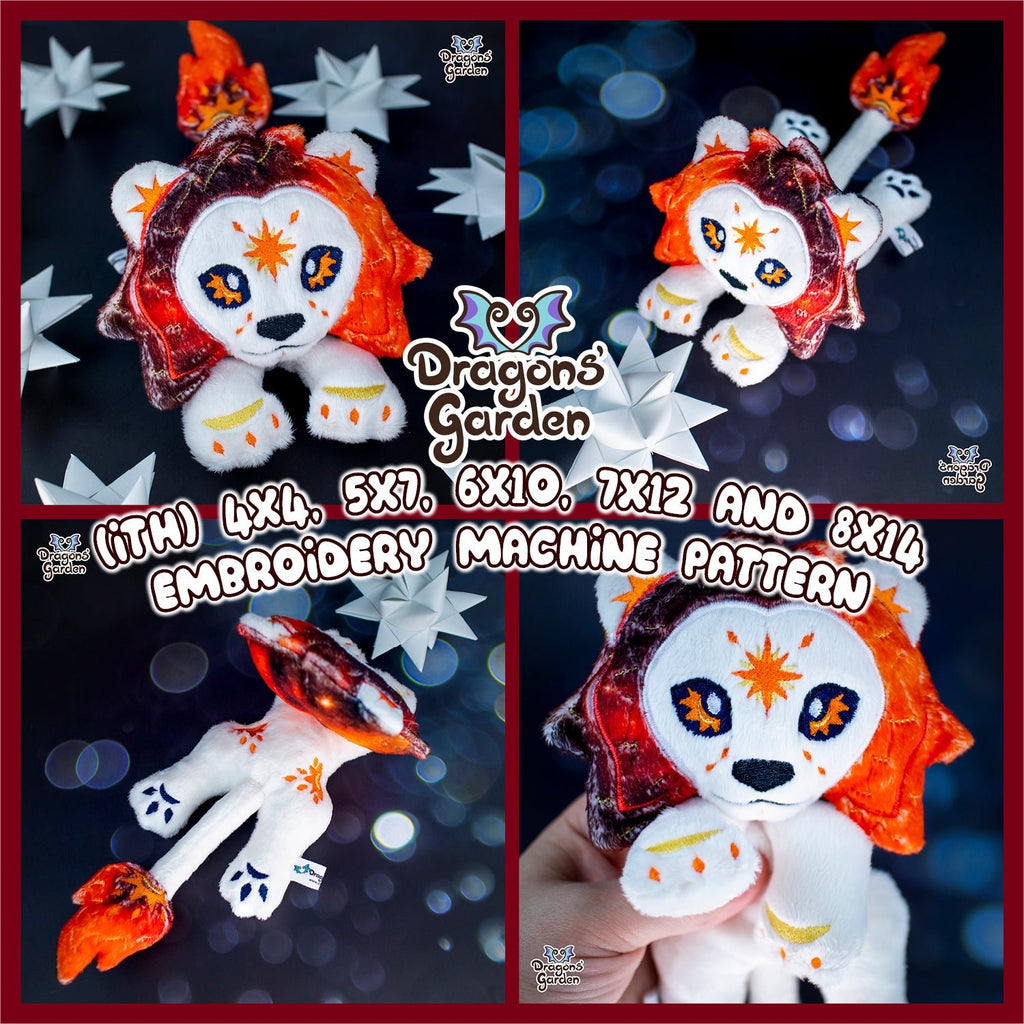 ITH Sun Lion Plushie Pattern - Dragons' Garden - Pattern 4x4