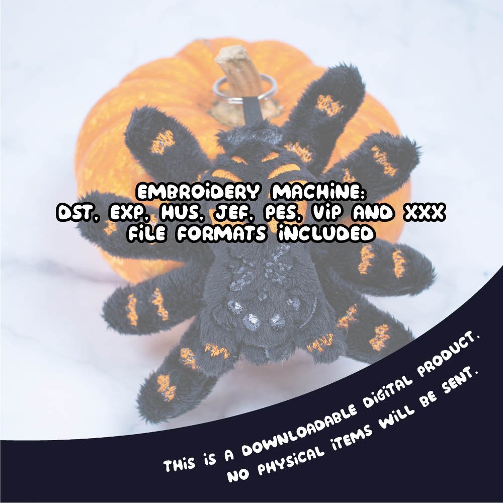 ITH Tarantula Spider Charm Plushie Pattern - Dragons' Garden - Pattern 4x4