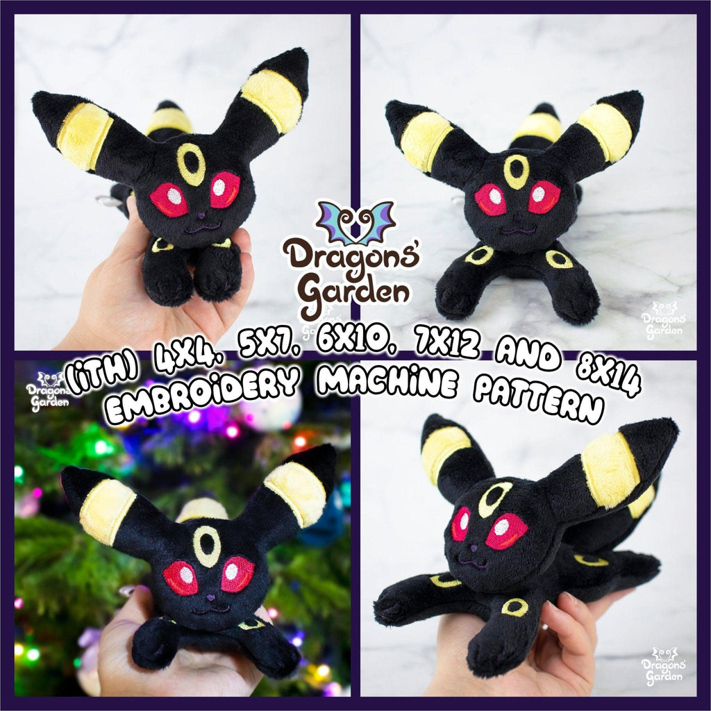 ITH Umbreon Plush Embroidery Pattern Eeveelutions - Dragons' Garden - Pattern 4x4