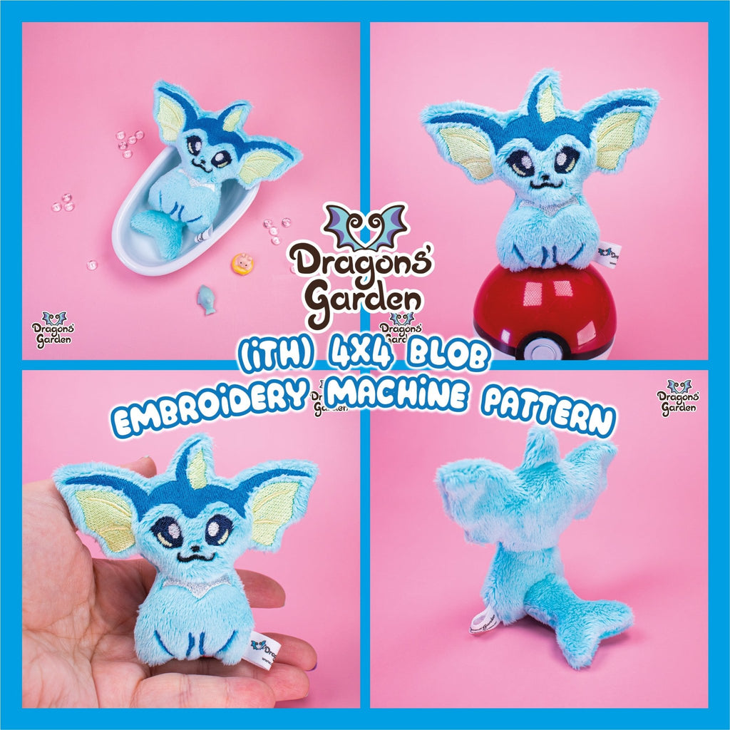 ITH Vaporeon Blob Plushie Pattern - Dragons' Garden - Pattern 4x4