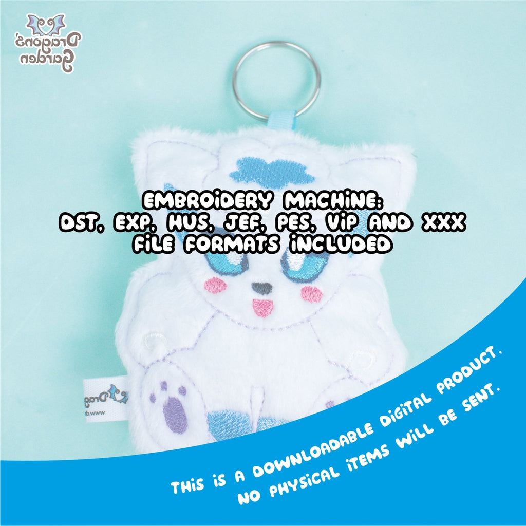 ITH Vulpix Keychain Charm Embroidery Pattern - Dragons' Garden - Pattern 4x4