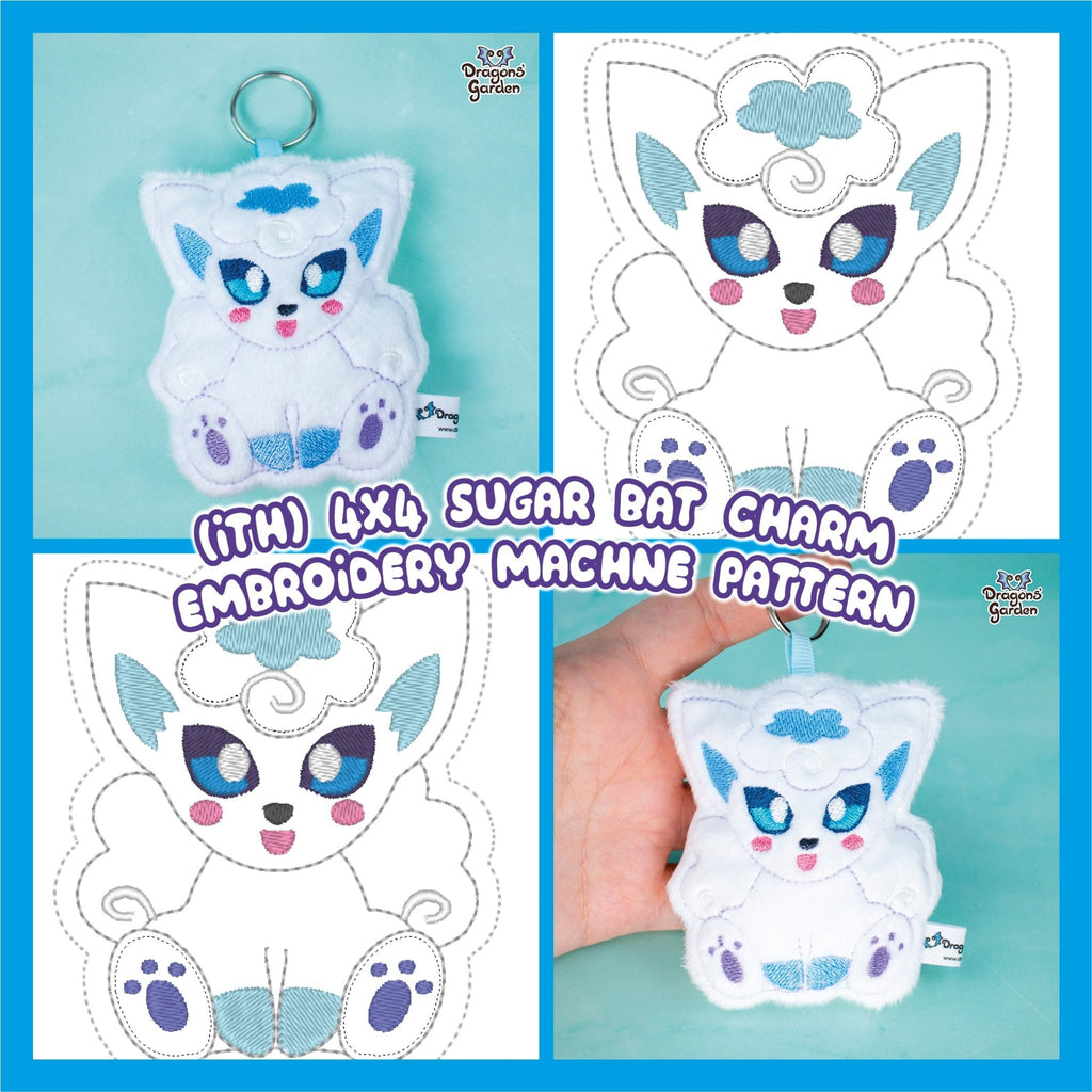 ITH Vulpix Keychain Charm Embroidery Pattern - Dragons' Garden - Pattern 4x4