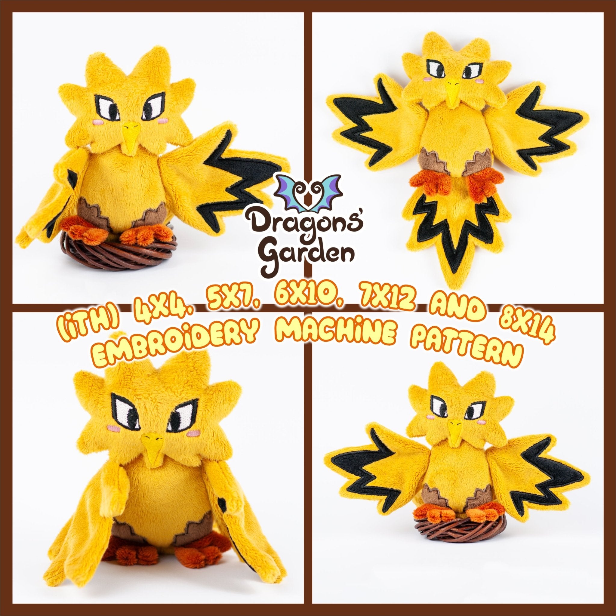 ITH Zapdos Pokemon Plushie Pattern Dragons Garden