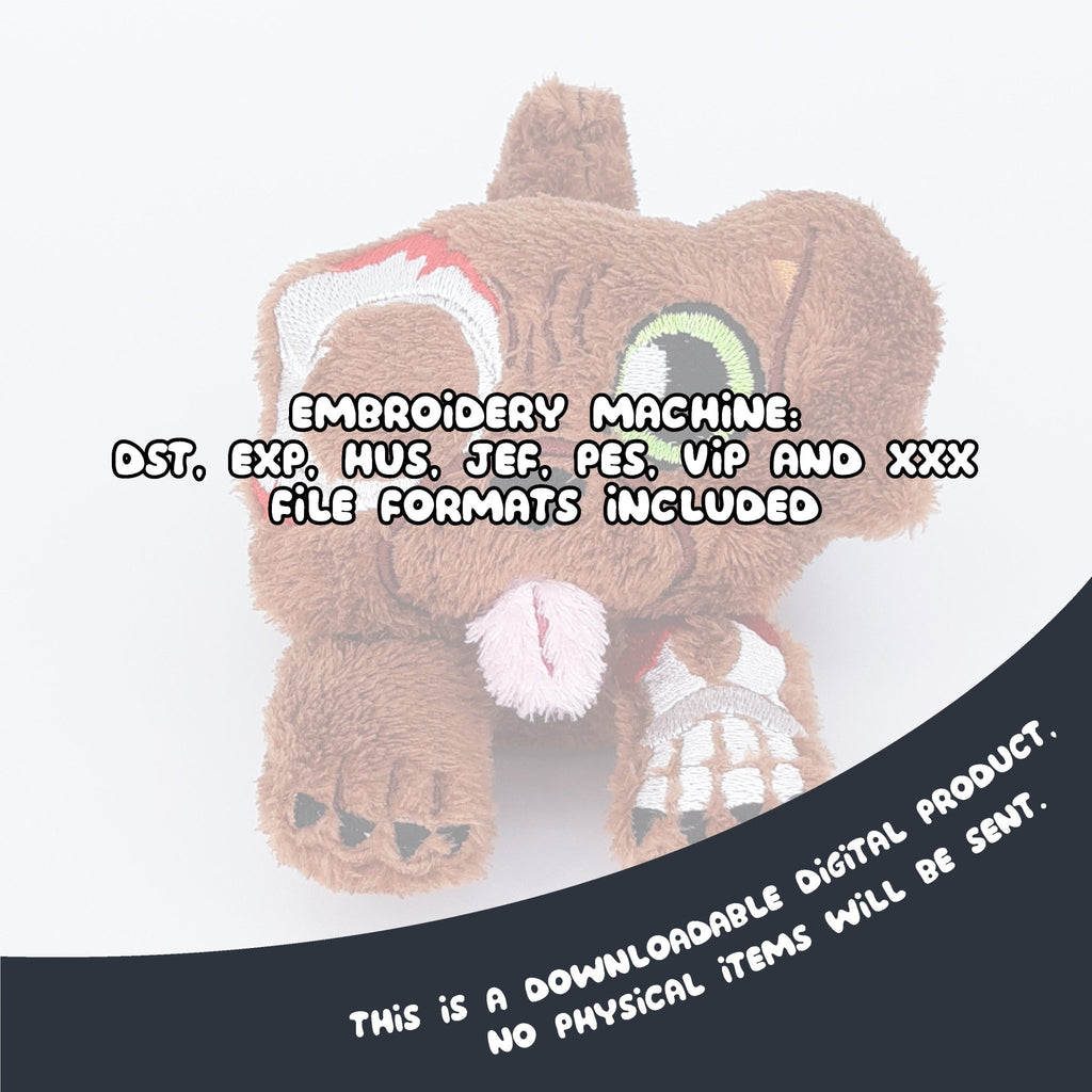 ITH Zombie Pug Plush Pattern - Dragons' Garden - Pattern 4x4