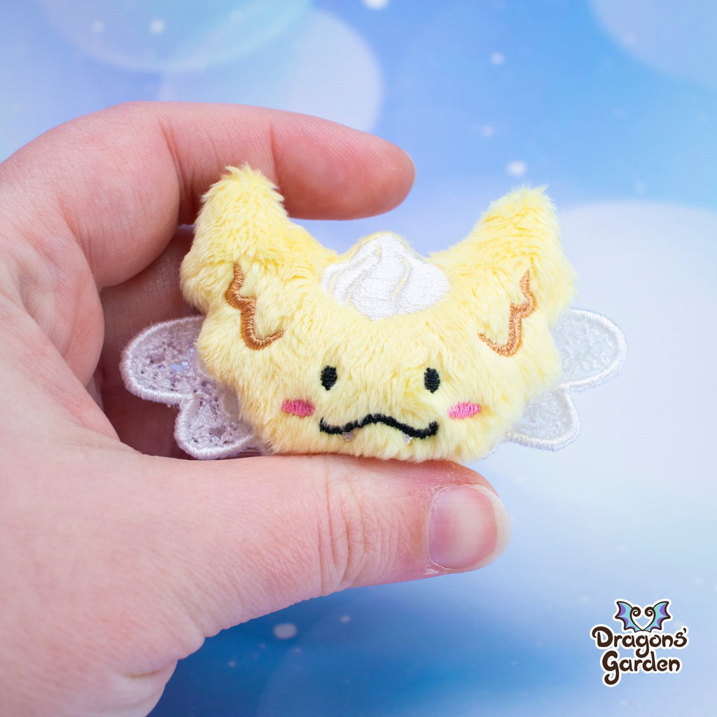 Jeff Lace Dragon Brooch / Clip - Dragons' Garden - Yellow - Plushie *Limited Edition