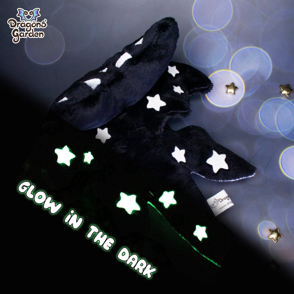 Limited Edition | Black Star Jumbo Dragon Plushie (Glow in the Dark) - Dragons' Garden - Plushie Dragons