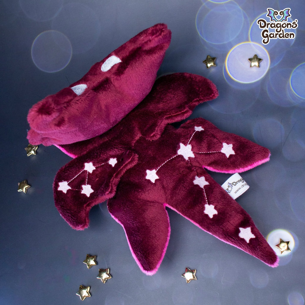 Limited Edition | Maroon Constellation Jumbo Dragon Plushie (Glow in the Dark) - Dragons' Garden - Plushie Dragons
