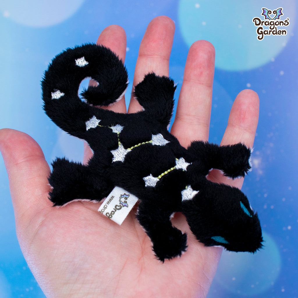 MAGNETIC Black Constellation Gecko Plushie - Dragons' Garden - White - Plushie Original Creation