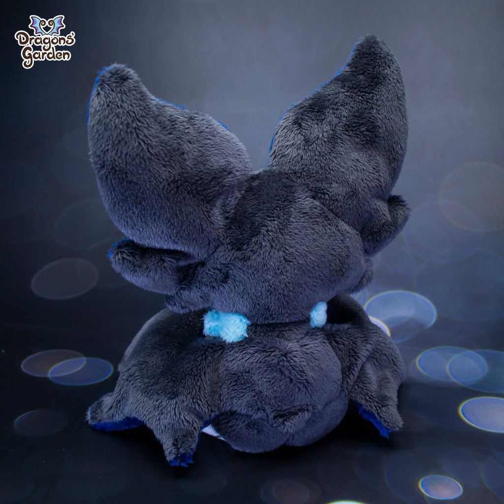 Medium Blue and Mint Yellow Sitting Bat Plushie - Dragons' Garden - Plushie Original Creation