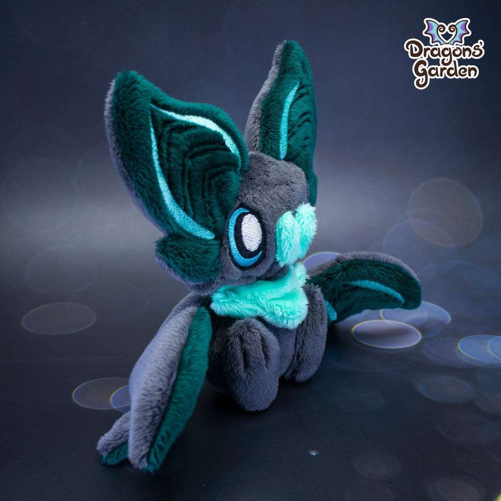 Medium Emerald and Mint Sitting Bat Plushie - Dragons' Garden - Plushie *New