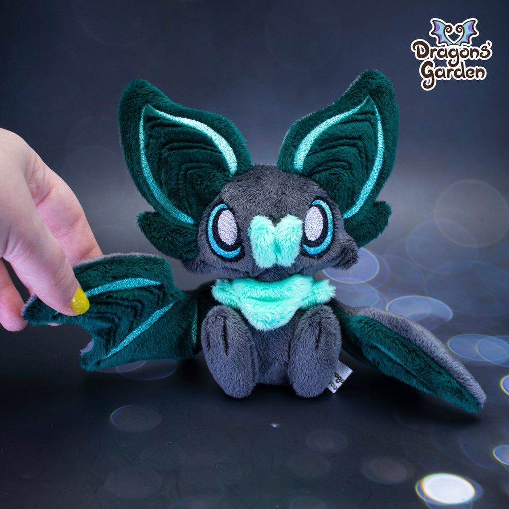 Medium Emerald and Mint Sitting Bat Plushie - Dragons' Garden - Plushie *New