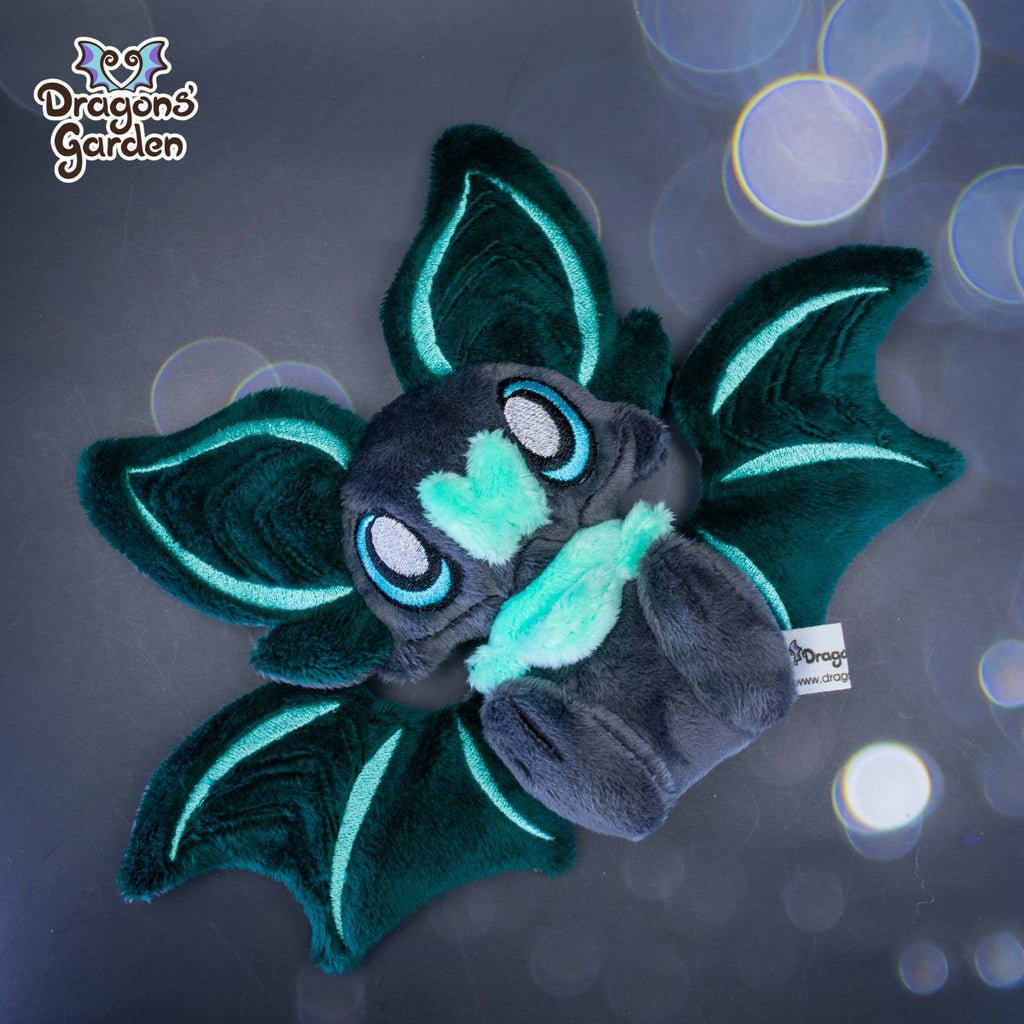 Medium Emerald and Mint Sitting Bat Plushie - Dragons' Garden - Plushie *New