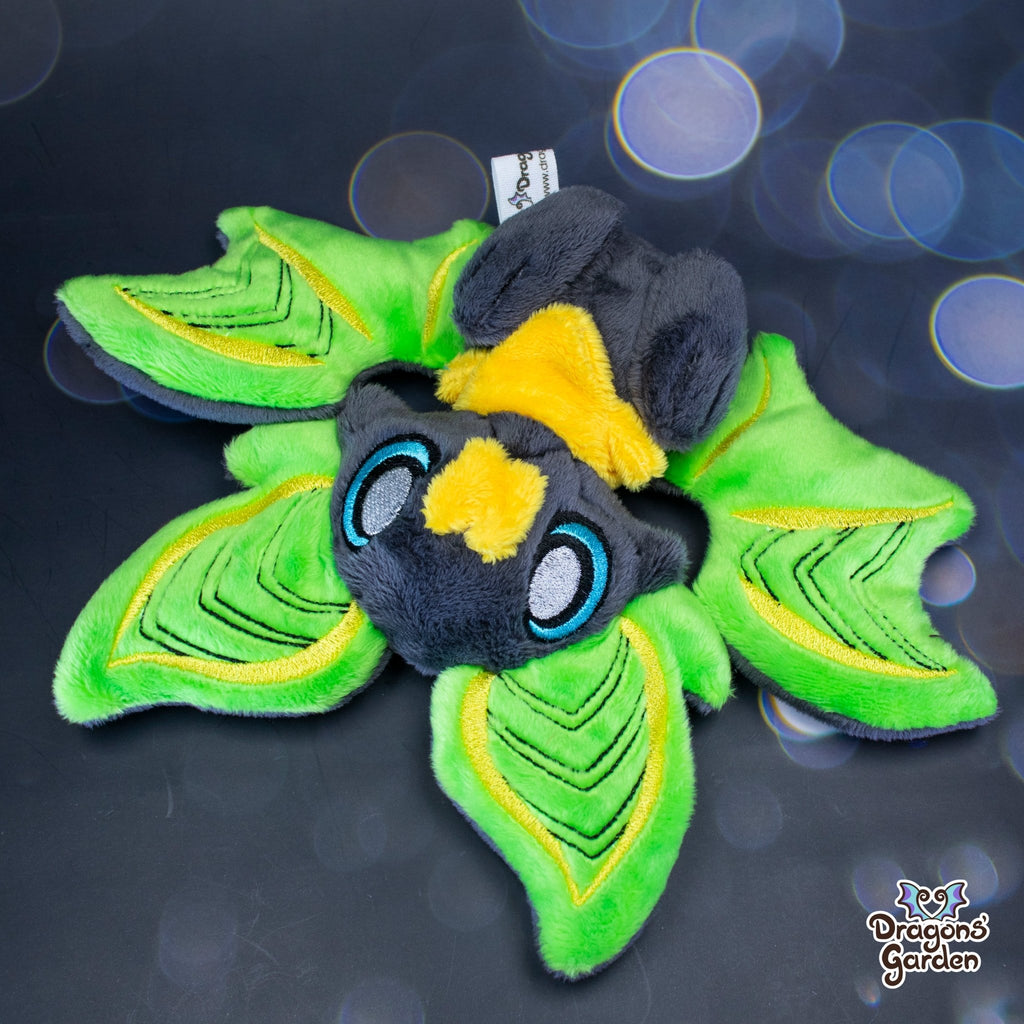 Medium Green and Yellow Sitting Bat Plushie - Dragons' Garden - Plushie Original Creation