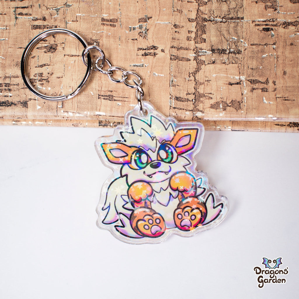 Puppy Arcanine and Ditto Face Pokemon | Holographic Acrylic Keychain - Dragons' Garden - Keychain Keychain