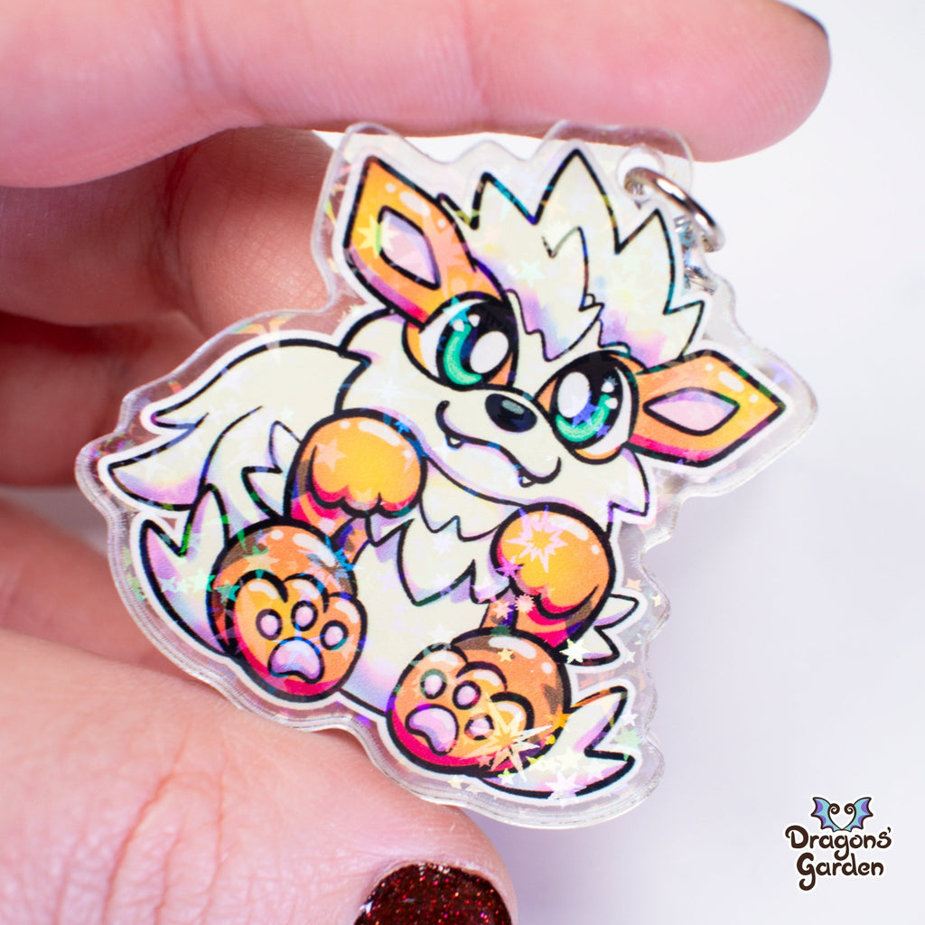 Puppy Arcanine and Ditto Face Pokemon | Holographic Acrylic Keychain - Dragons' Garden - Keychain Keychain