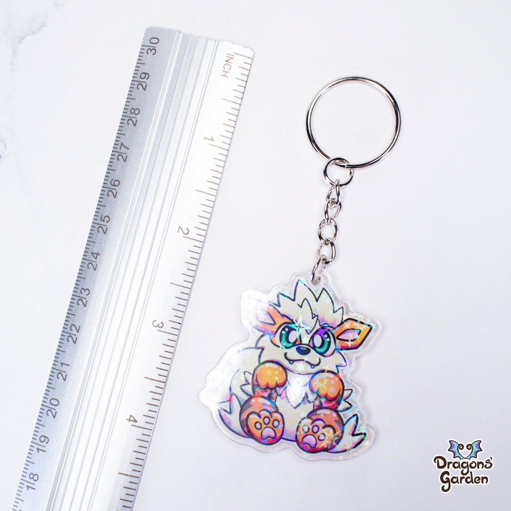 Puppy Arcanine and Ditto Face Pokemon | Holographic Acrylic Keychain - Dragons' Garden - Keychain Keychain