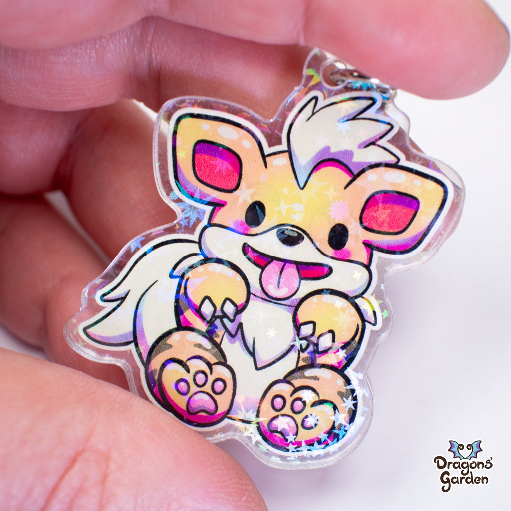 Puppy Growlithe and Ditto Face Pokemon | Holographic Acrylic Keychain - Dragons' Garden - Keychain Keychain