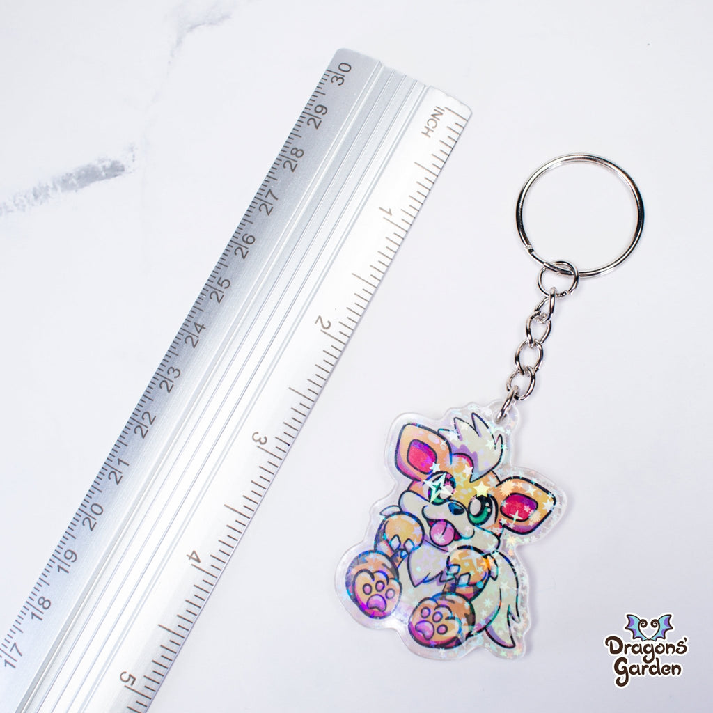 Puppy Growlithe and Ditto Face Pokemon | Holographic Acrylic Keychain - Dragons' Garden - Keychain Keychain