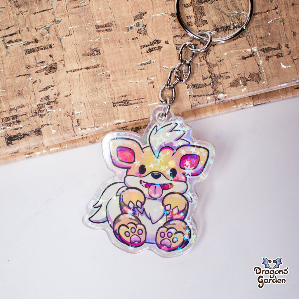 Puppy Growlithe and Ditto Face Pokemon | Holographic Acrylic Keychain - Dragons' Garden - Keychain Keychain