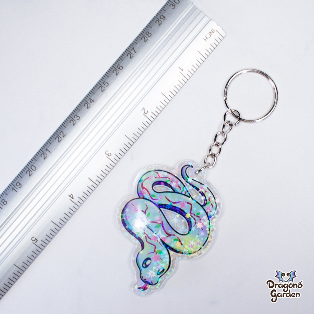 Sakura Snake | Holographic Acrylic Keychain - Dragons' Garden - Keychain Keychain