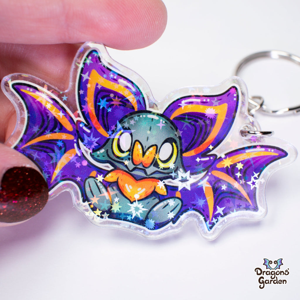 Sitting Bat | Holographic Acrylic Keychain - Dragons' Garden - Keychain Keychain